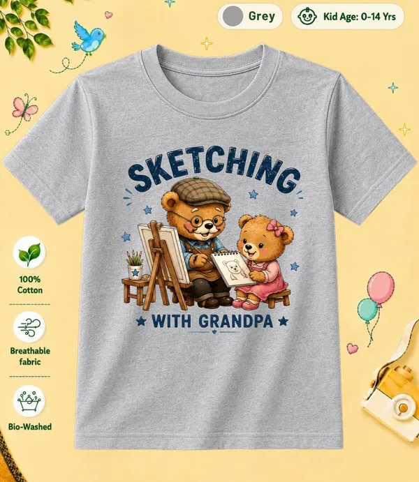 Sketching_With_Grandpa_Kid_Cotton_Tshirt