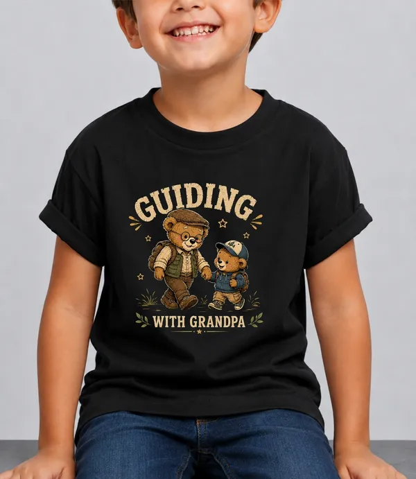 Guiding_Wiith_Grandpa_Kid_Cotton_Tshirt
