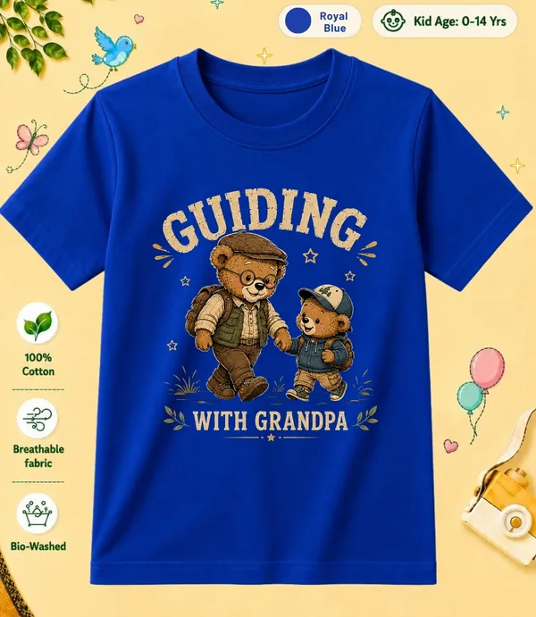 Guiding_Wiith_Grandpa_Kid_Cotton_Tshirt