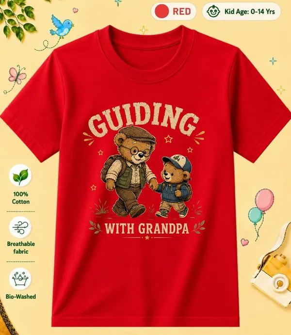 Guiding_Wiith_Grandpa_Kid_Cotton_Tshirt