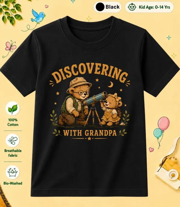 Discovering_With_Grandpa_Kid_Cotton_Tshirt
