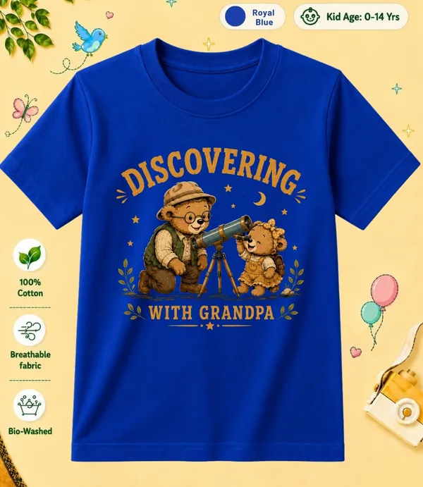 Discovering_With_Grandpa_Kid_Cotton_Tshirt