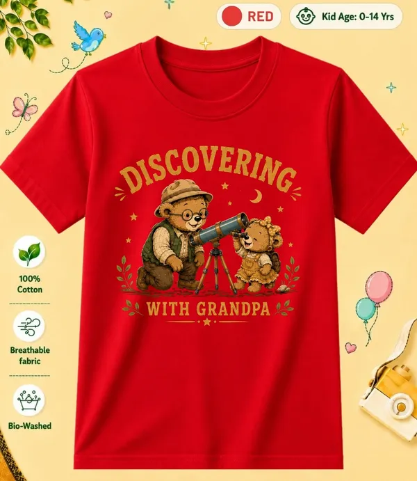 Discovering_With_Grandpa_Kid_Cotton_Tshirt