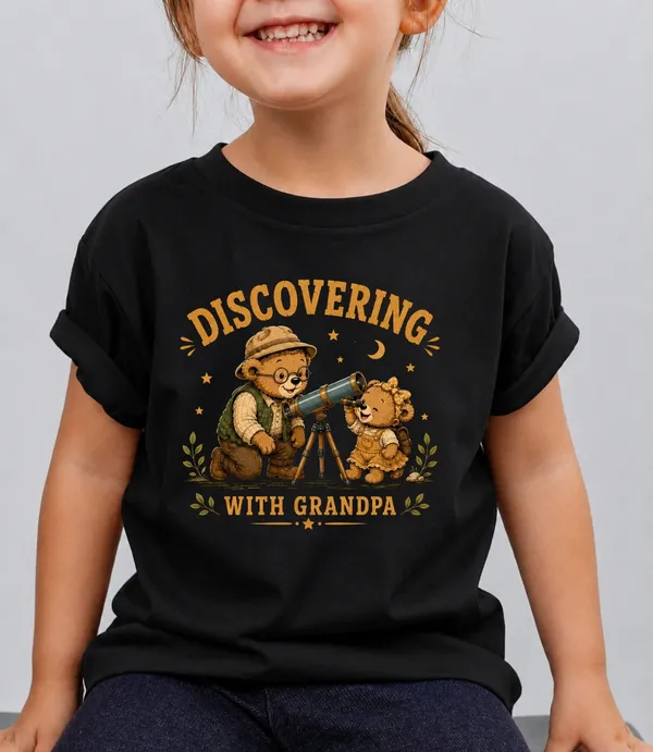Discovering_With_Grandpa_Kid_Cotton_Tshirt