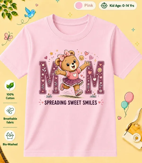 Mom_Spreading_Sweet_Smiles_Kid_Cotton_Tshirt