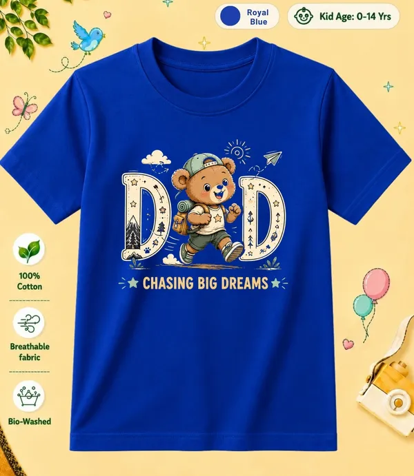 Dad_Chasing_Big_Dreams_Kid_Cotton_Tshirt