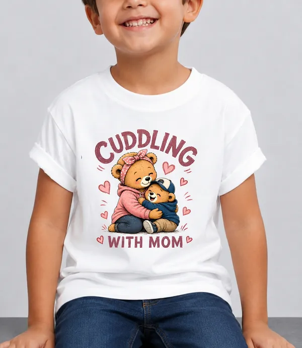 Cuddling_With_Mom_Kid_Cotton_Tshirt