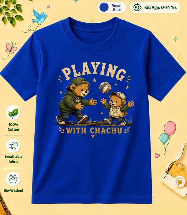 Playing_With_Chachu_Kid_Cotton_Tshirt
