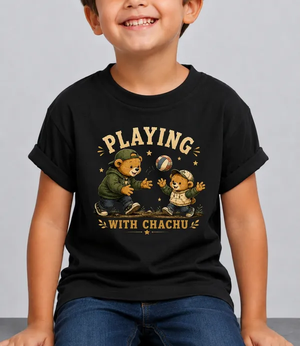 Playing_With_Chachu_Kid_Cotton_Tshirt