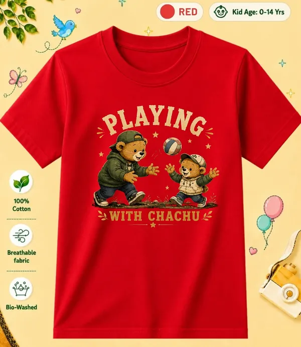 Playing_With_Chachu_Kid_Cotton_Tshirt