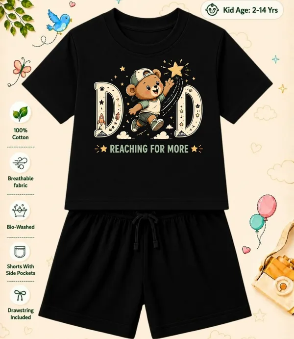 Dad_Reahing_For_More_-Kids_Regular_Short_Co-ord_Sets