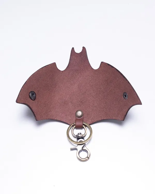 Bat_-_Brown_Full_Grain_Leather_Keywrap_Keychain