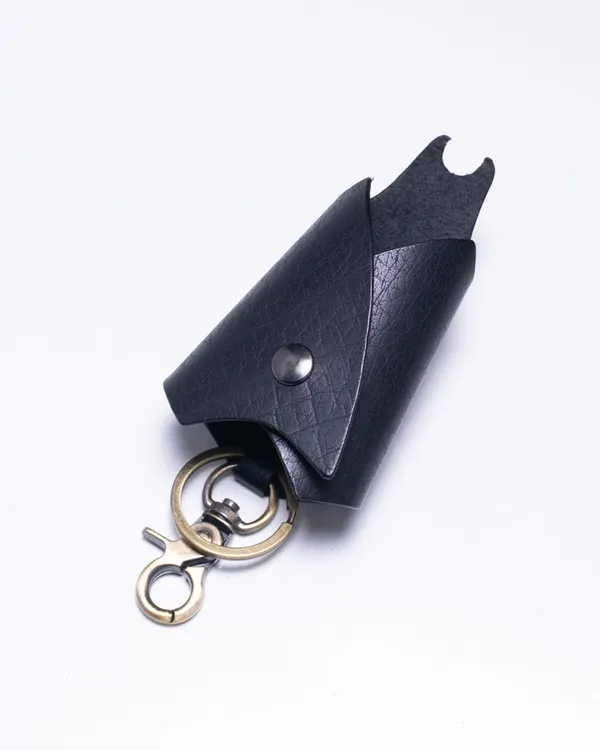 Bat_-_Black_Full_Grain_Leather_Key_Wrap_Keychain