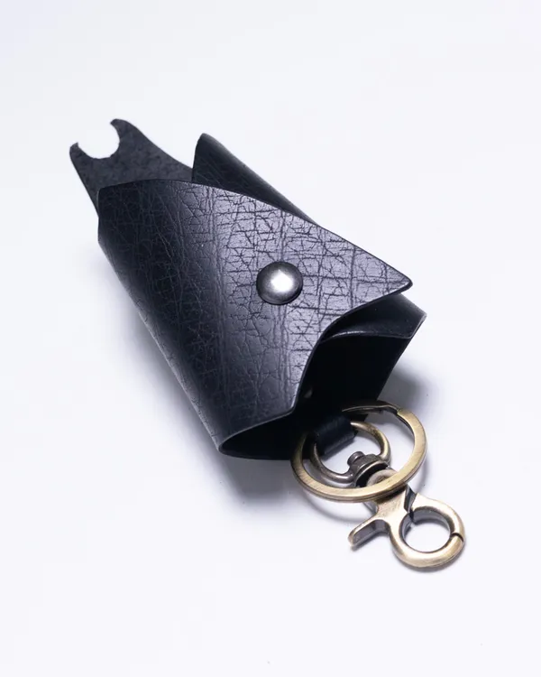 Bat_-_Black_Full_Grain_Leather_Key_Wrap_Keychain