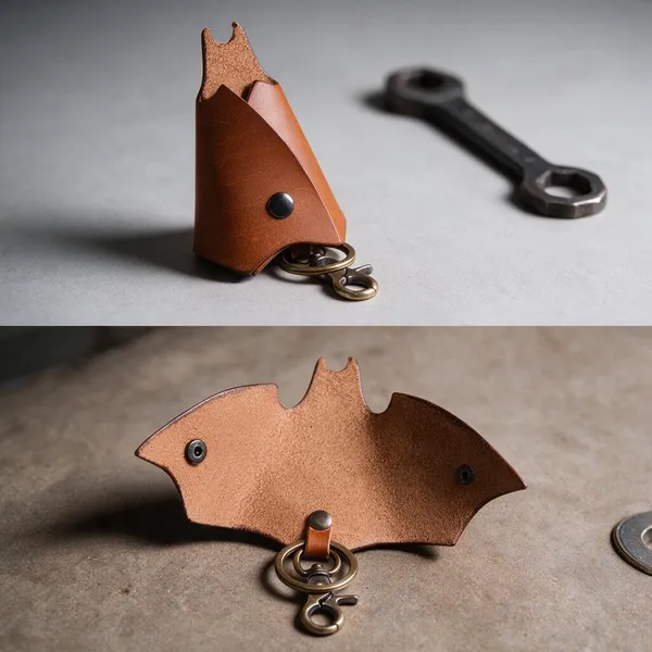 Bat_-Tan_Full_Grain_Leather_Key_Wrap_Keychain