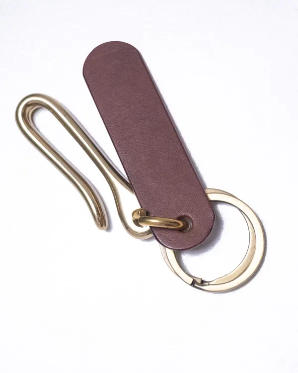 Fish_Hook_-_Solid_Full_Grain_Brass_&Leather_Keychain_Tan