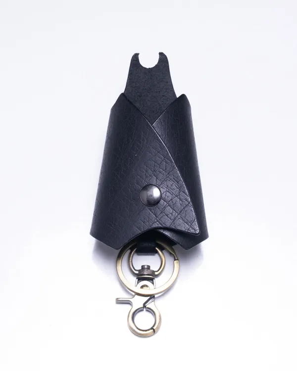 Bat_-_Black_Full_Grain_Leather_Key_Wrap_Keychain
