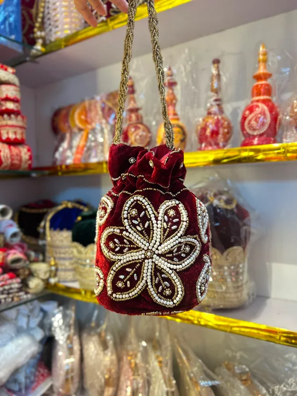 Maroon_Velvet_Embroidered_Bridal_Batwa_/_Potli_Bag_for_Women
