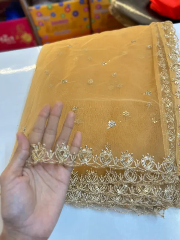 Yellow_Embroidered_Bridal_Net_Dupatta