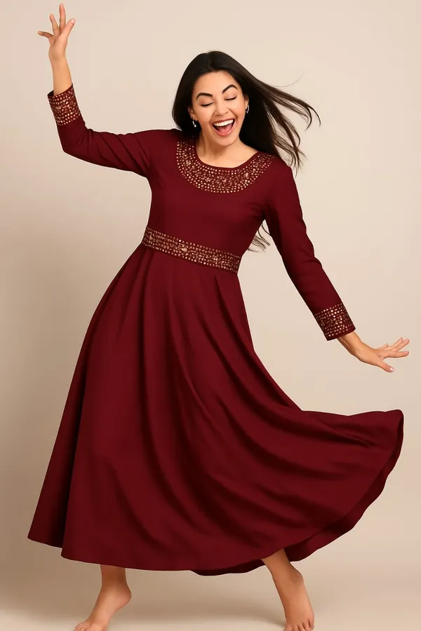 Maroon_Embellished_Flared_Dress_for_Women