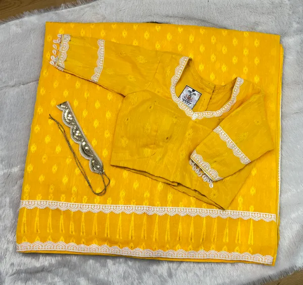 Yellow_Haldi_Saree_and_Blouse_Set