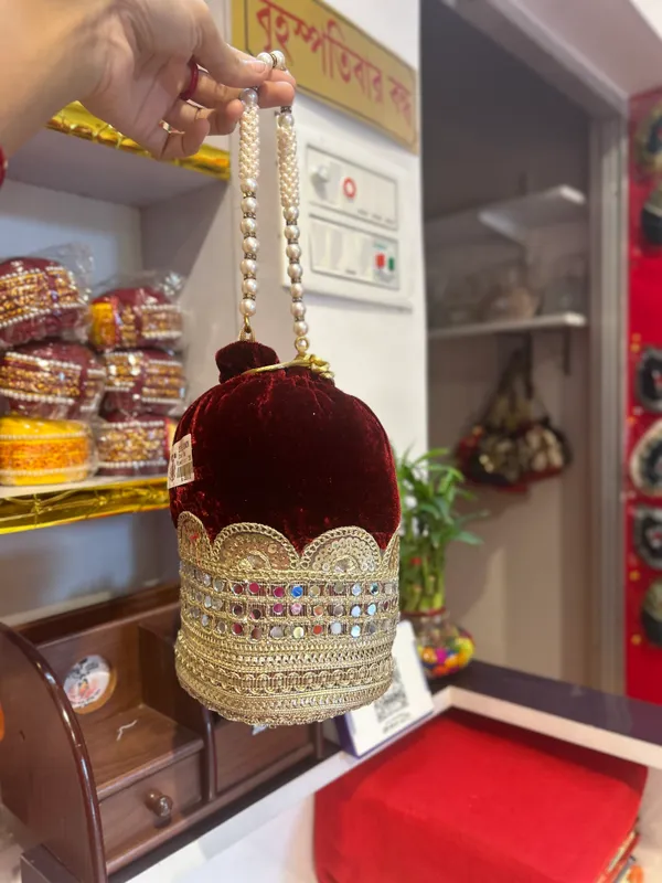 Maroon_Velvet_Embellished_Bridal_Batwa_/_Potli_Bag_for_Women