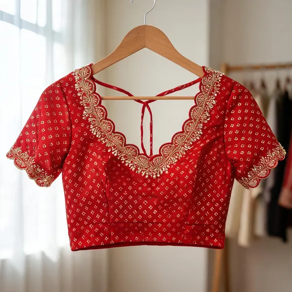 Red_Georgette_Embroidered_Bridal_Blouse_For_Women