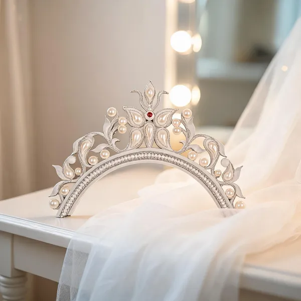 White_Beads_Alloy_Traditional_Bridal_Mukut_For_Women