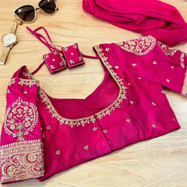 Magenta_Georgette_Gold_Floral_Embroidered_Bridal_Blouse_For_Women