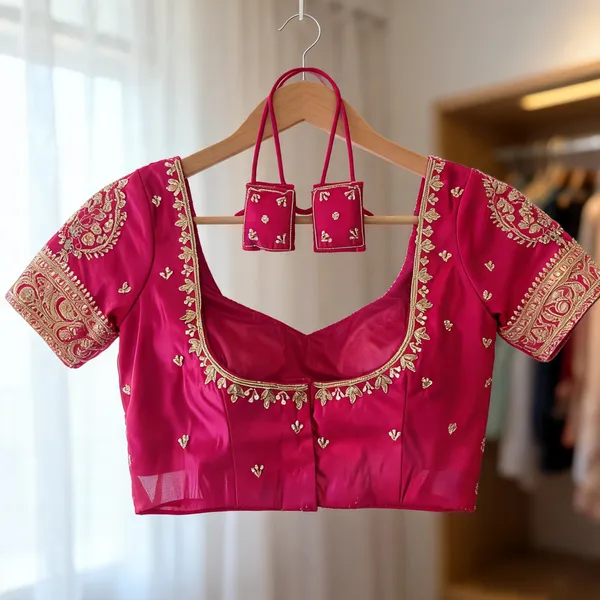 Magenta_Georgette_Gold_Floral_Embroidered_Bridal_Blouse_For_Women