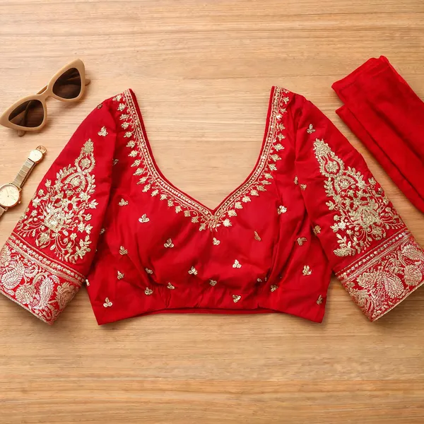 Red_Georgette_Paisley_Floral_Embroidered_Bridal_Blouse_For_Women