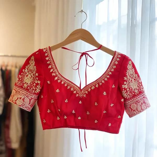 Red_Georgette_Paisley_Floral_Embroidered_Bridal_Blouse_For_Women