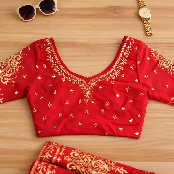 Red_Georgette_Paisley_Floral_Embroidered_Bridal_Blouse_For_Women