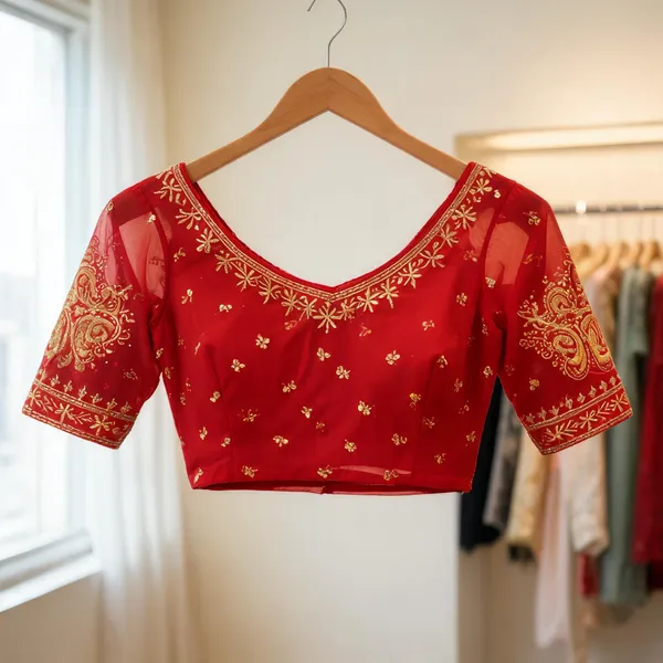 Red_Georgette_Paisley_Floral_Embroidered_Bridal_Blouse_For_Women
