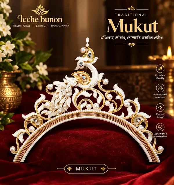 White_Beads_Alloy_Arched_Bridal_Mukut_For_Women
