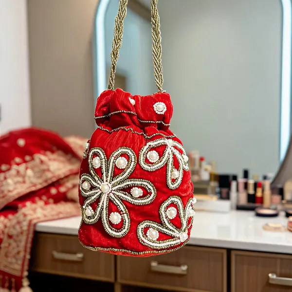 Red_Georgette_Embroidered_Bridal_Potli_Bag_For_Women