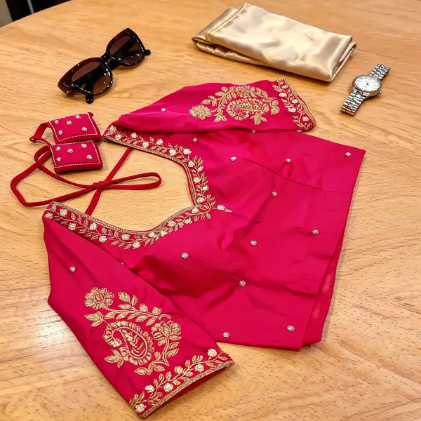 Magenta_Georgette_Aari_Work_Bridal_Blouse_For_Women