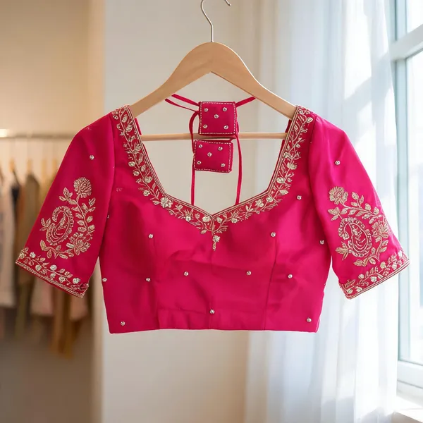 Magenta_Georgette_Aari_Work_Bridal_Blouse_For_Women