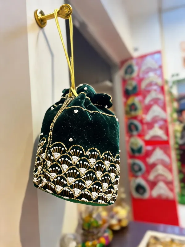 Green_Georgette_Beaded_Bridal_Potli_Bag_For_Women