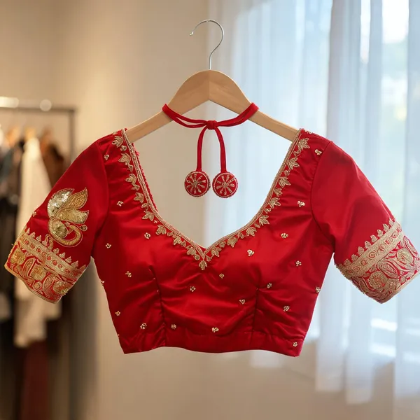 Red_Georgette_Aari_Work_Embroidered_Bridal_Blouse_For_Women