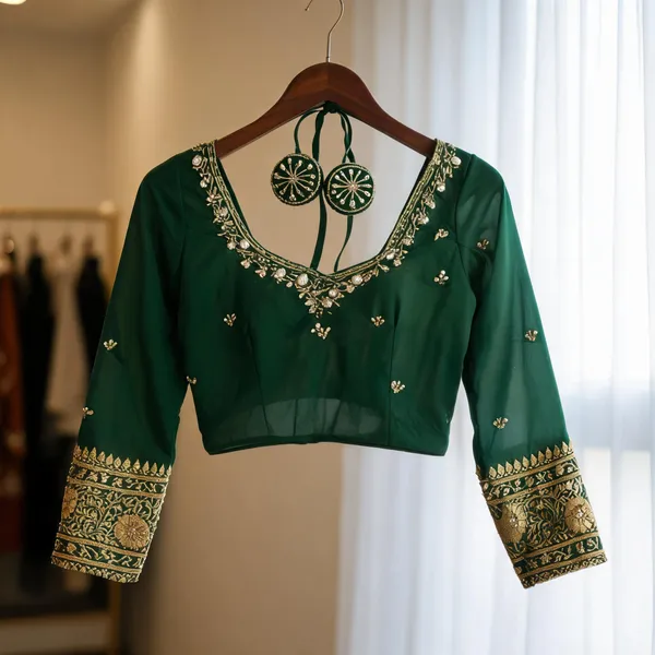 Green_Georgette_Aari_Work_Bridal_Blouse_For_Women