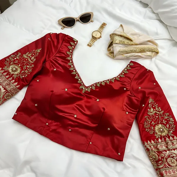 Red_Georgette_Aari_Work_Deep_Neck_Bridal_Blouse_For_Women
