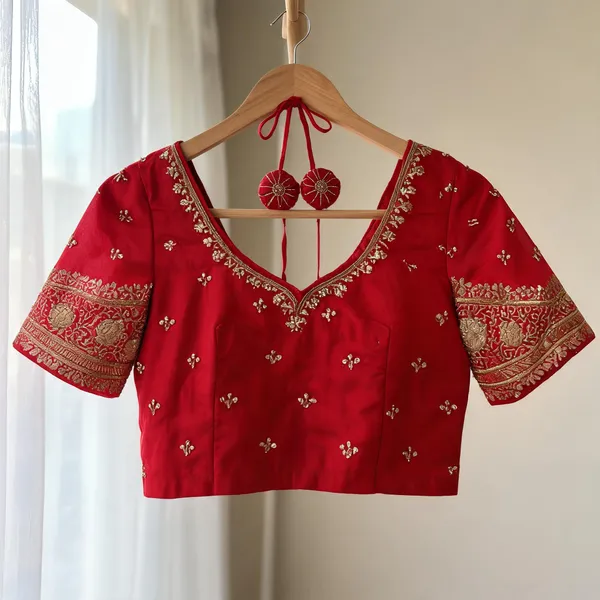 Red_Georgette_Aari_Work_Embroidered_Bridal_Blouse_For_Women
