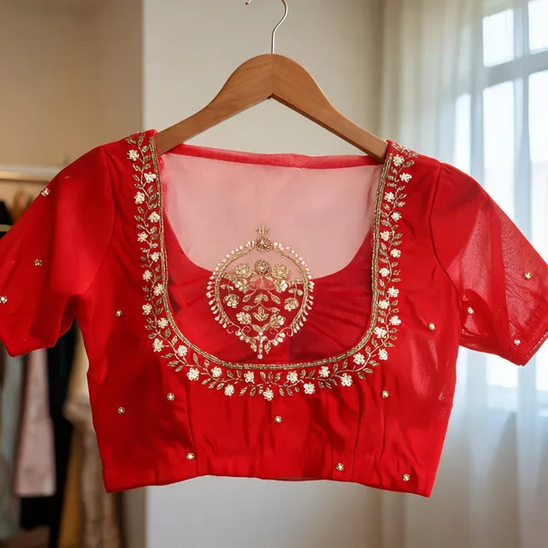 Red_Georgette_Aari_Work_Embroidered_Bridal_Blouse_For_Women