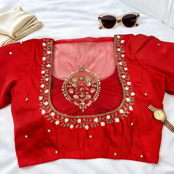 Red_Georgette_Aari_Work_Embroidered_Bridal_Blouse_For_Women