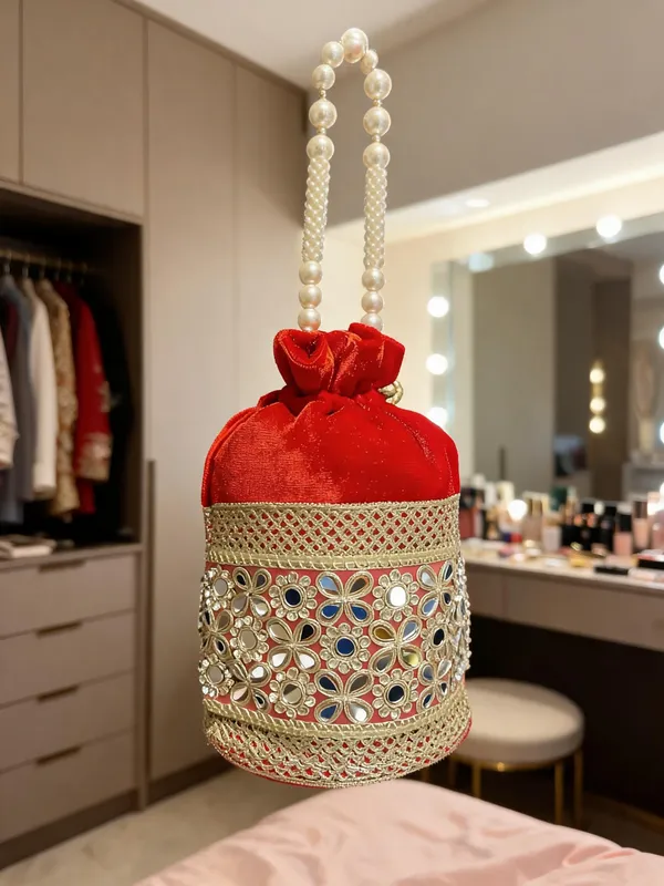 Red_Georgette_Embroidered_Bridal_Potli_Bag_For_Women