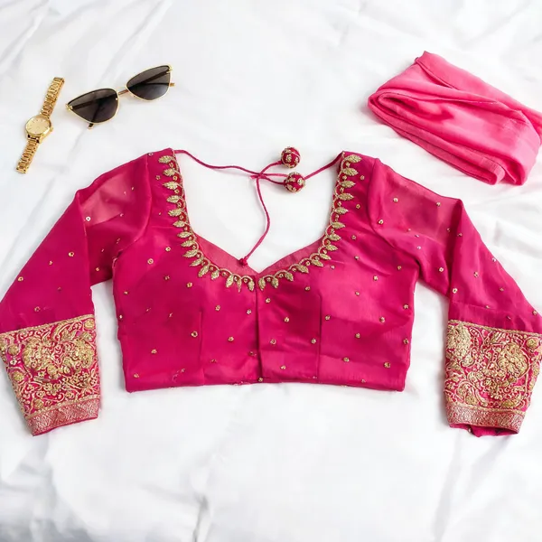 Pink_Georgette_Aari_Work_Bridal_Blouse_For_Women