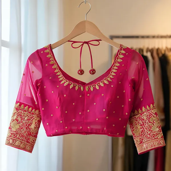 Pink_Georgette_Aari_Work_Bridal_Blouse_For_Women