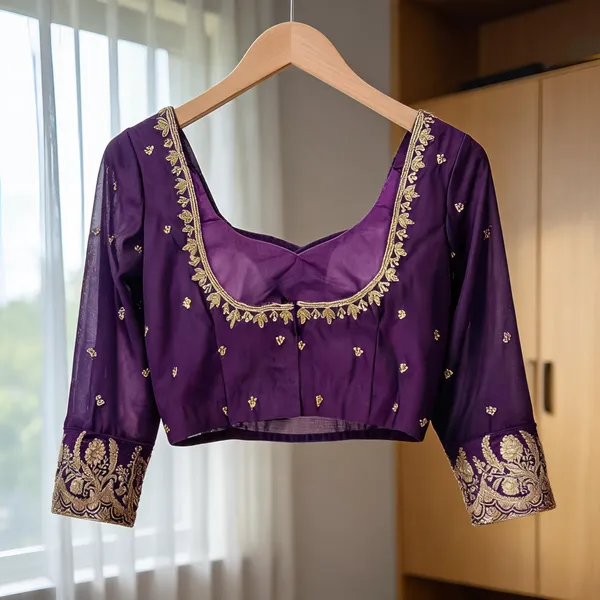 Purple_Georgette_Aari_Work_Bridal_Blouse_For_Women