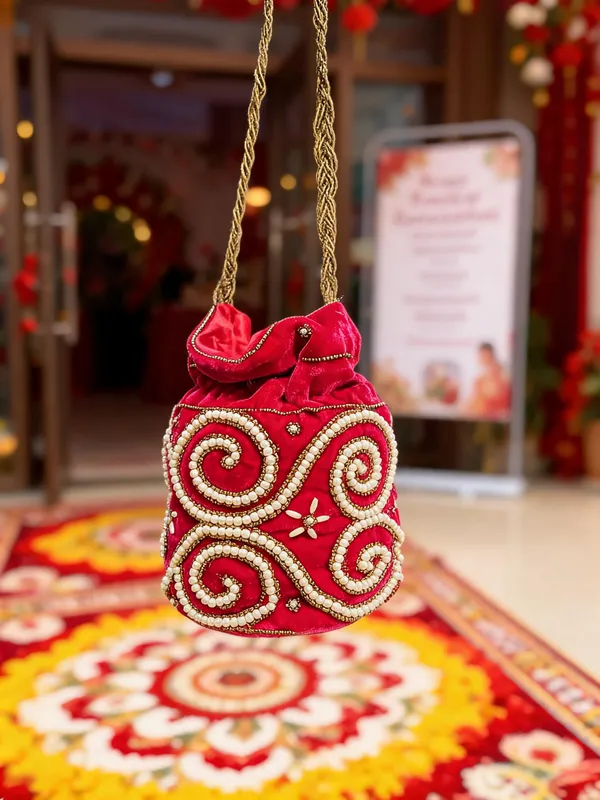 Red_Georgette_Embellished_Bridal_Potli_Bag_For_Women